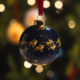 Father Christmas and Sleigh Flying Scene Ceramic Bauble