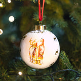 Father Christmas with Reindeer Ceramic Bauble